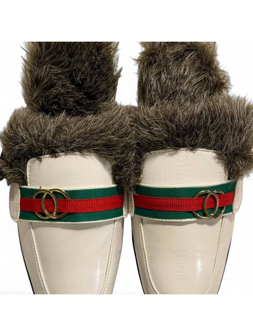 Liberty Zeno Women's White Leather Fur Lined Loafers Size 7